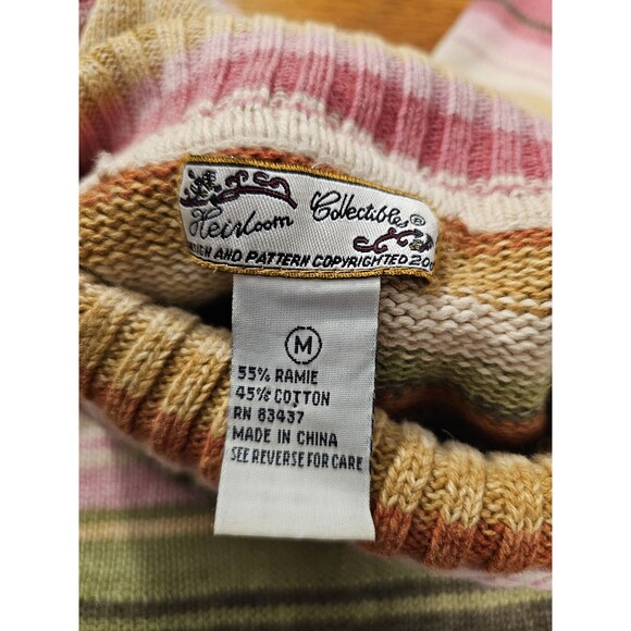 Heirloom Collectibles Sweater Womens Striped Turtle Neck Ramie Vintage Medium - Picture 8 of 9